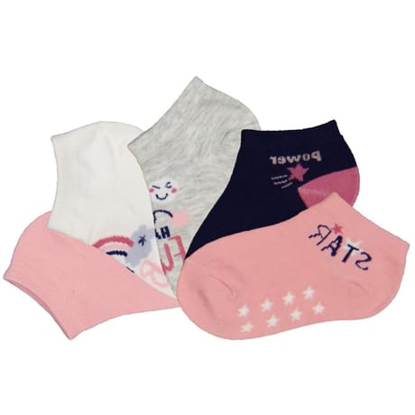 5 paires de socquettes courtes fantaisies fille ROSE/GRIS/BLANC 31/34