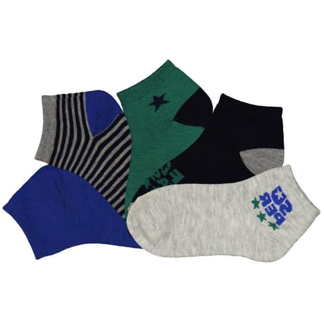 5 paires de socquettes courtes fantaisies garçon ETOILES/GRIS/RAYURES 31/34