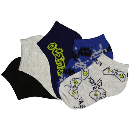 5 paires de socquettes courtes fantaisies garçon JEUX VIDEO/NOIR/GRIS 31/34