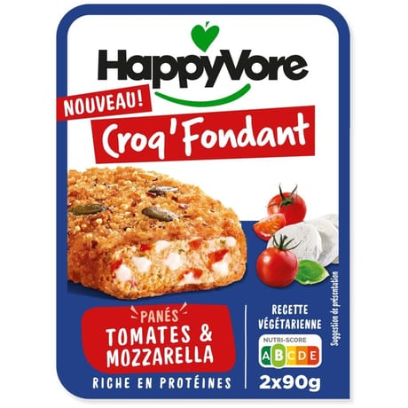 Happyvore croq'fondant tomate et mozzarella fondante 180g