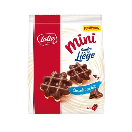 Lotus mini gaufre de liège chocolat au lait x6 195g