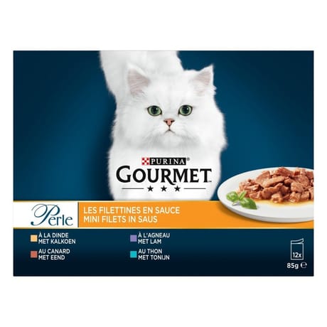 Gourmet perle les filettines dinde, thon, canard, agneau 12 x 85g - 1.020kg