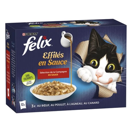 Felix tendres éffilés sachets repas pour chats adultes sélection de la campagne 12x85g