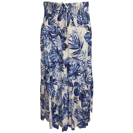 Jupe longue femme BLUE LEAF AOP 48