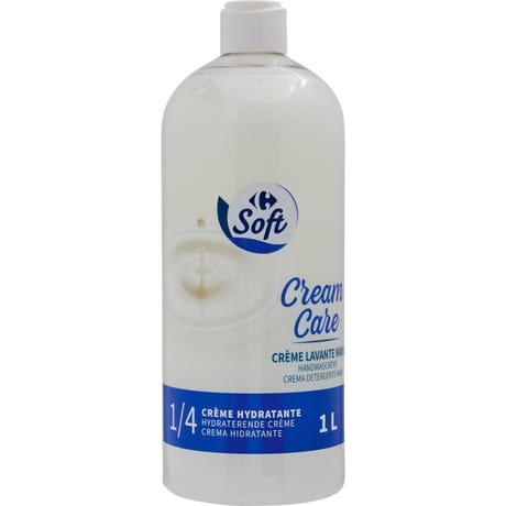 Carrefour soft crème lavante mains 1/4 crème hydratante 1l