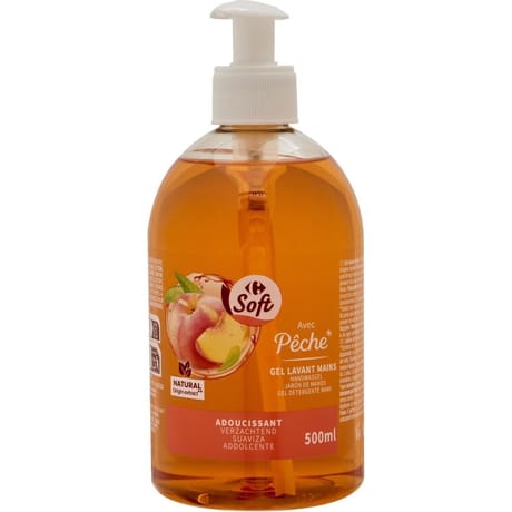Carrefour soft gel lavant mains pêche 500ml