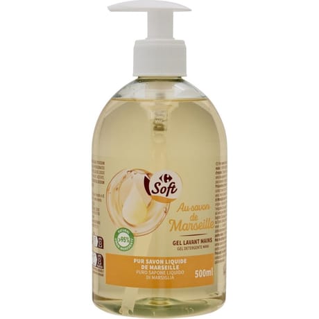 Carrefour soft gel lavant mains savon de marseille 500ml
