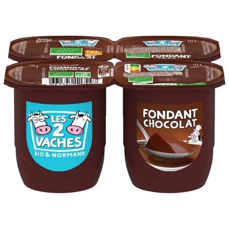 Les 2 Vaches fondant chocolat bio 4x125g