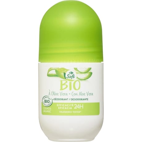 Carrefour soft déodorant bille 24h à l'aloe vera 50ml