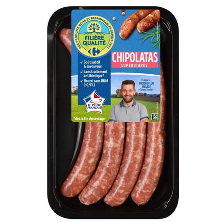 Chipolatas supérieur x4 300g Carrefour