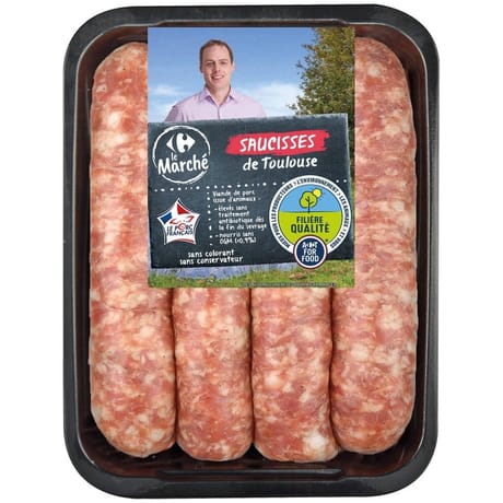 Saucisses de Toulouse x4 500g Carrefour