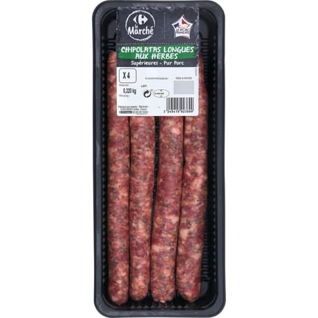 Chipolatas aux herbes x4 320g Crrefour le marché