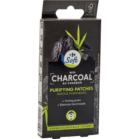 Carrefour soft patchs purifiants au charbon x8