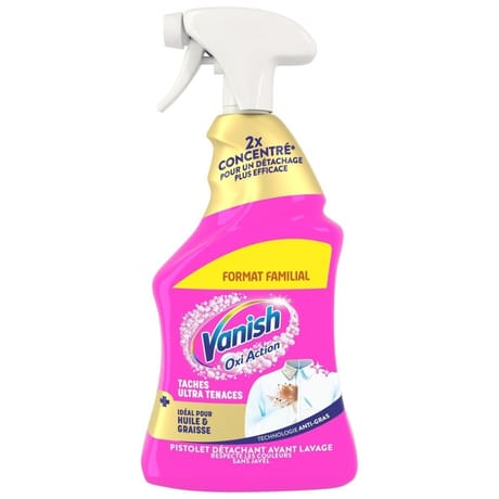 Vanish pistolet oxi action détachant avant lavage spécial graisse 900ml