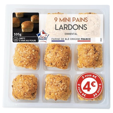 9 Mini pains lardons emmental 105g prix rond stické