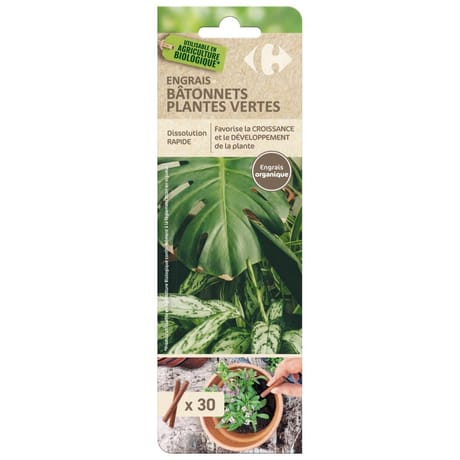 Engrais bâtonnets 5-3-5 UAB Plantes vertes 30*0.7g=21g Carrefour
