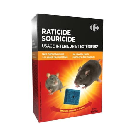 Anti rats/souris en blocs Carrefour 15*20g = 300g