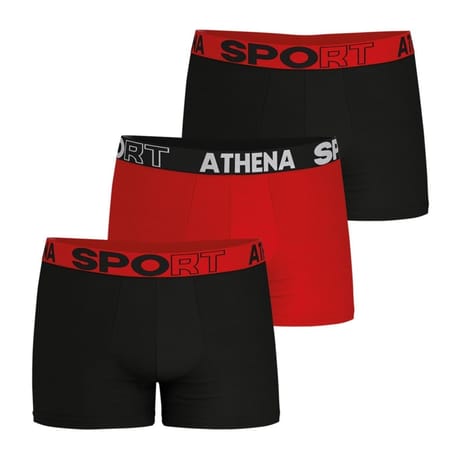 Lot de 3 boxers homme ecopack sport Athena 2510 NOIR/ROUGE/NOIR T3