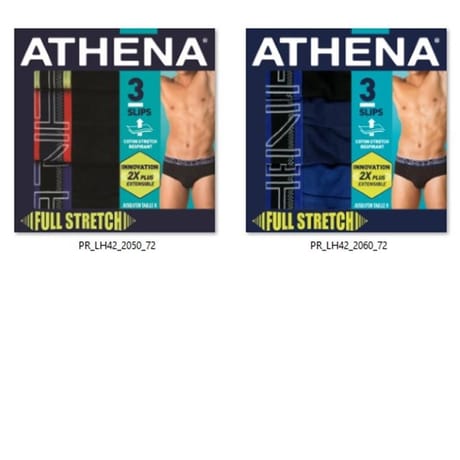Lot de 3 slips ligne 720 Stretch Coton Athena 2410 NOIR/BLEU/MARIN T5