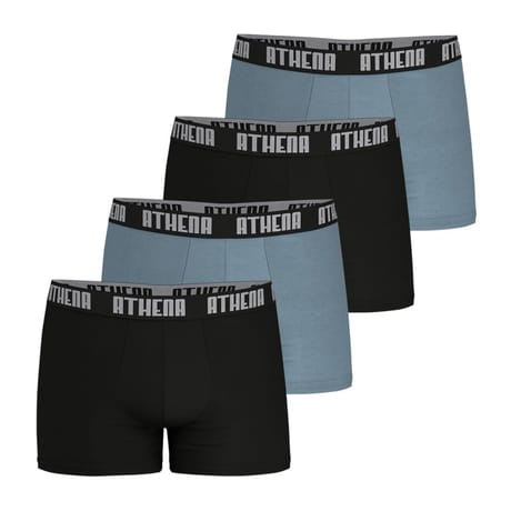 Lot de 4 boxers homme basic colors Athena 2400 NOIR/GRIS/NOIR/GRIS T3