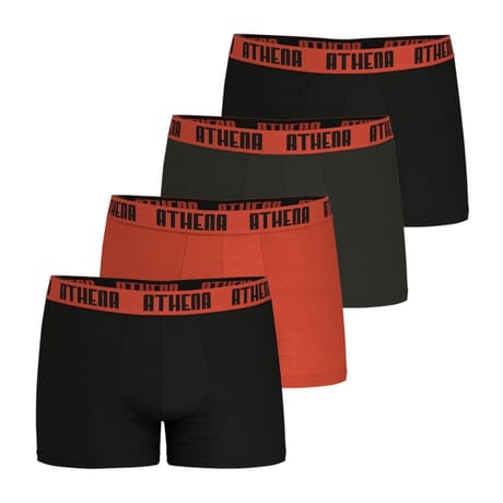 Lot de 4 boxers homme basic colors Athena 2410 NR/ROUGE/ANTHR/NR T5