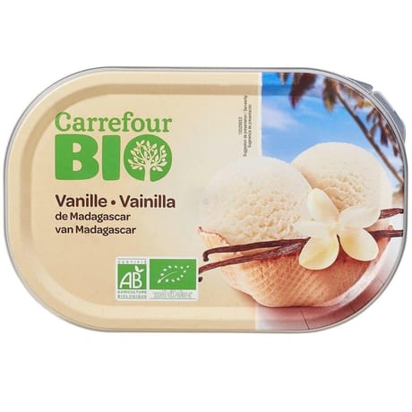 Carrefour bio glace vanille de Madagascar bio bac 471g