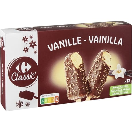 Carrefour classic' 12 bâtonnets glace vanille 450g