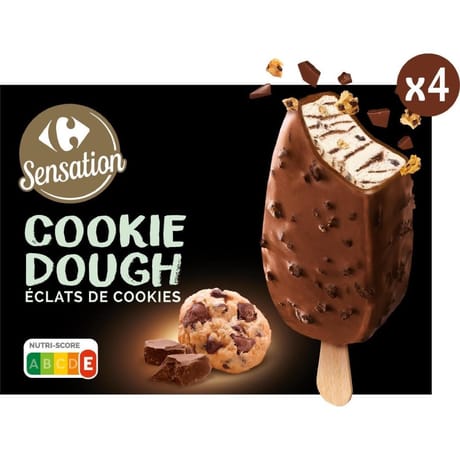 Carrefour extra 4 bâtonnets cookie dough 270g