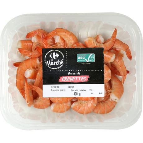 Barquette Queues de crevettes 50/60 asc 300g