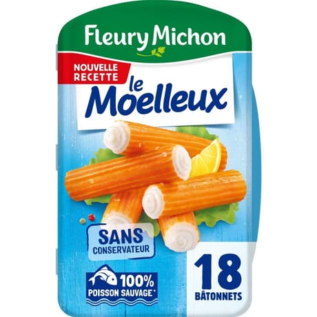 Fleury michon 18 bâtonnets surimi moelleux 270g
