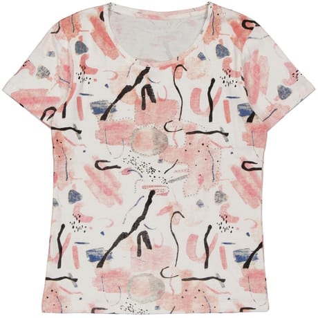 Tee shirt femme manches courtes BLANC AOP T50\52