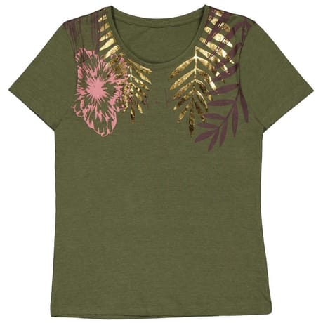 Tee shirt femme manches courtes KAKI MELANGE T50\52