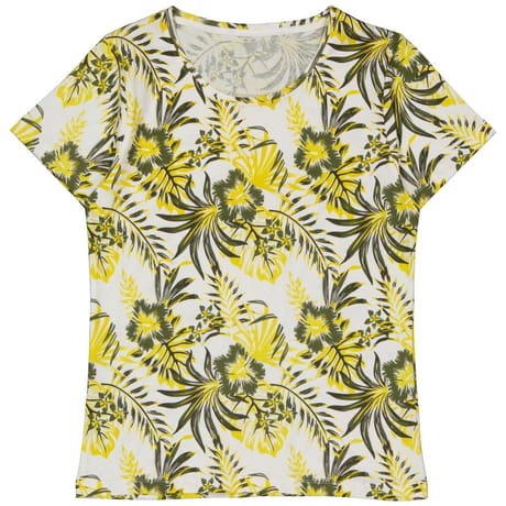 Tee shirt femme manches courtes BLANC/JAUNE AOP T42\44