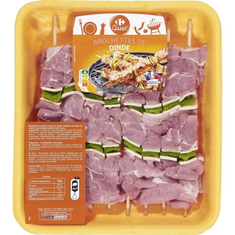Carrefour classic' 8 brochettes de dinde 760g