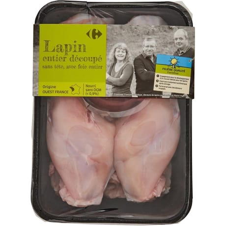 Carrefour lapin entier découpé