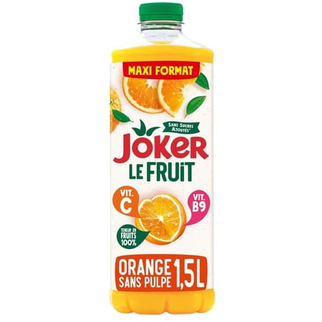 Joker le fruit orange sans pulpe 1.5l