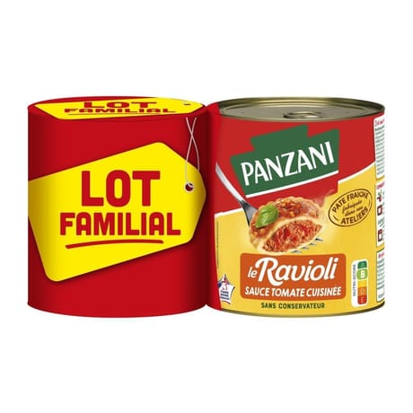 Panzani ravioli sauce bolognaise 4/4 en lot de 2 lot familial 1600g