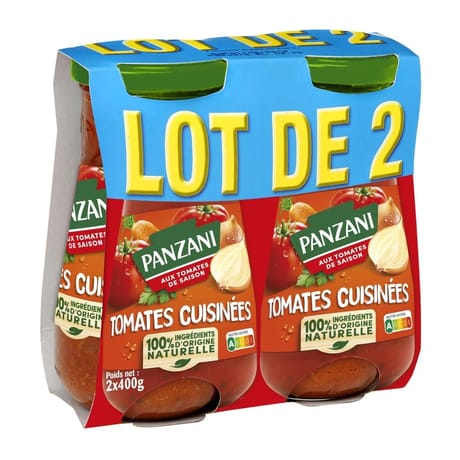 Panzani sauce tomates cuisinées aux tomates fraîches 400x2 800g