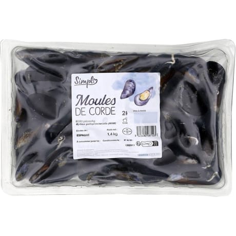 Moules de corde Espagne CARREFOUR SIMPL la barquette de 1,4Kg