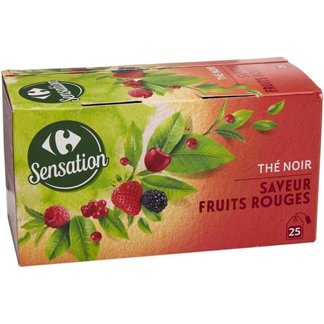 Carrefour sensation thé noir saveur fruits rouges 25 sachets x 1.7g