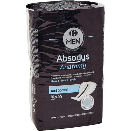 Carrefour men protections fuites urinaires homme niveau 1 absodys anatomy x20