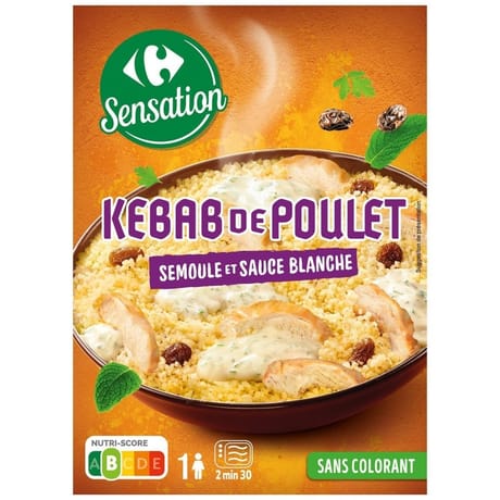 Carrefour sensation kebab poulet semoule 280g