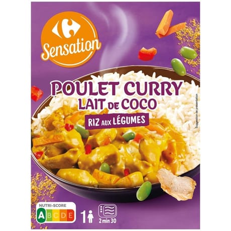 Carrefour sensation poulet curry coco riz 300g
