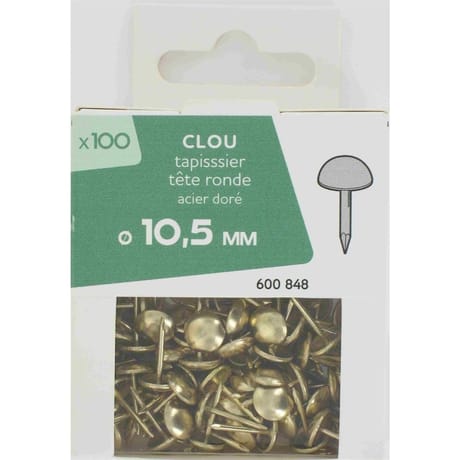 Clou tapissier tête ronde acier doré 10.5mm x100