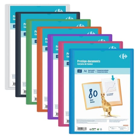 Carrefour protège-document personnalisable A4 40 pochettes 80 vues coloris assortis