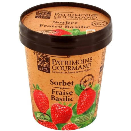 Patrimoine Gourmand sorbet fraise basilic pot 500ml 360g