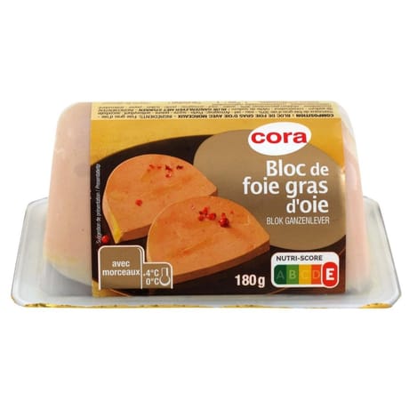 Cora bloc de foie gras d'oie avec morceaux barquette 180g