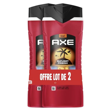 Axe gel douche homme 5en1 sunset fresh 2x400ml