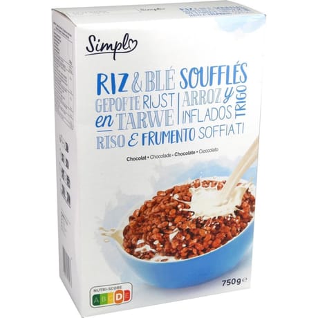 Simpl céréales riz et blé soufflés 750g