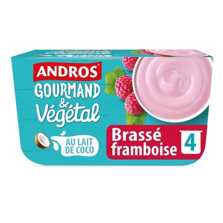 Andros gourmand & végétal brassé framboise cassis 4x100g